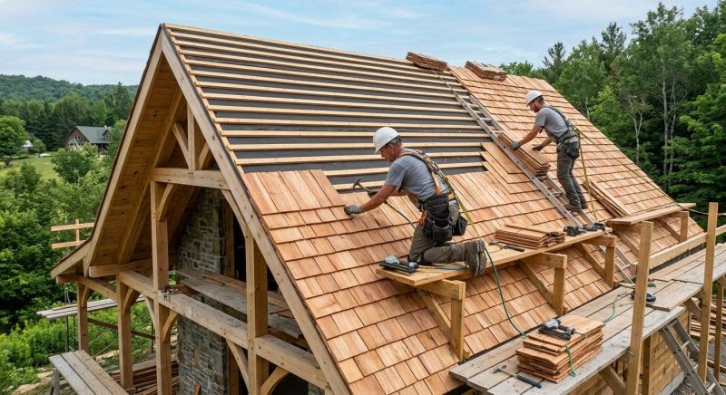 Cedar Shake Roof Construction in Woodbridge, CT